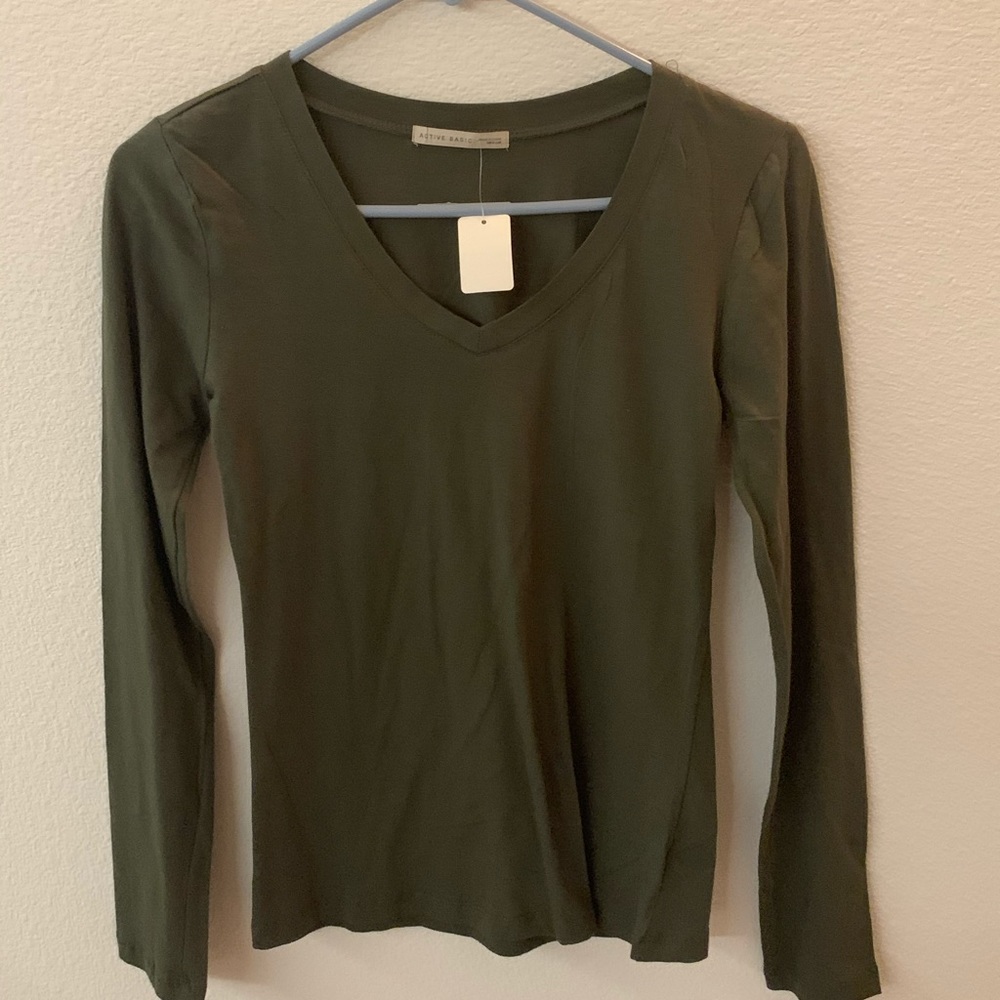 long sleeve army green top